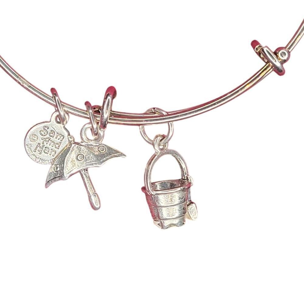Sam‎ and Nan Women's Bracelet Umbrella Sand Pail Beach Charm Silver Tone Coastal